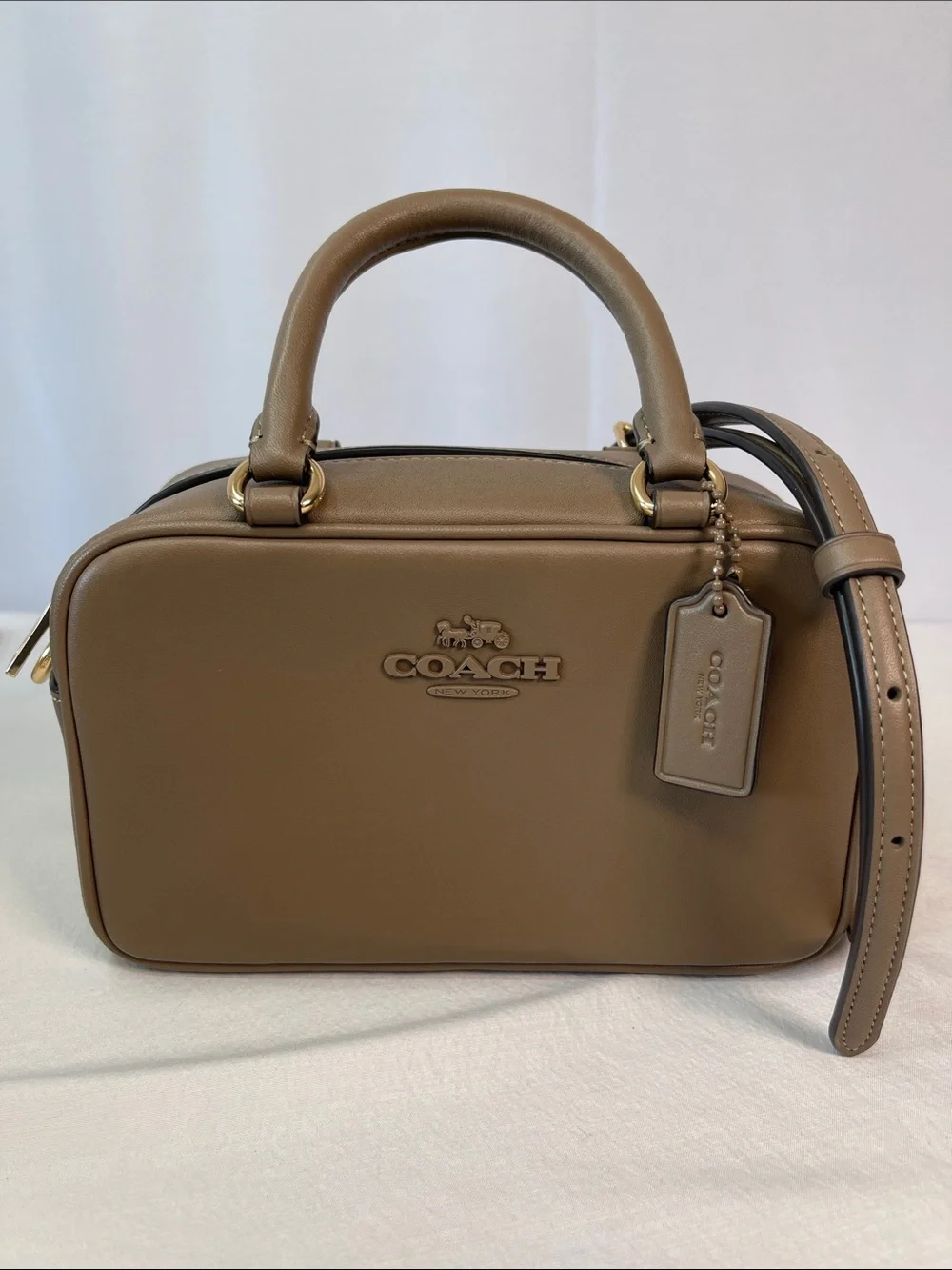 Coach F2557-CT776 Satchel Crossbody Dark Stone Leather Bag